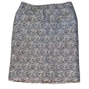 Calvin Klein Black and Blue Tweed Knit Knee-Length Pencil Skirt